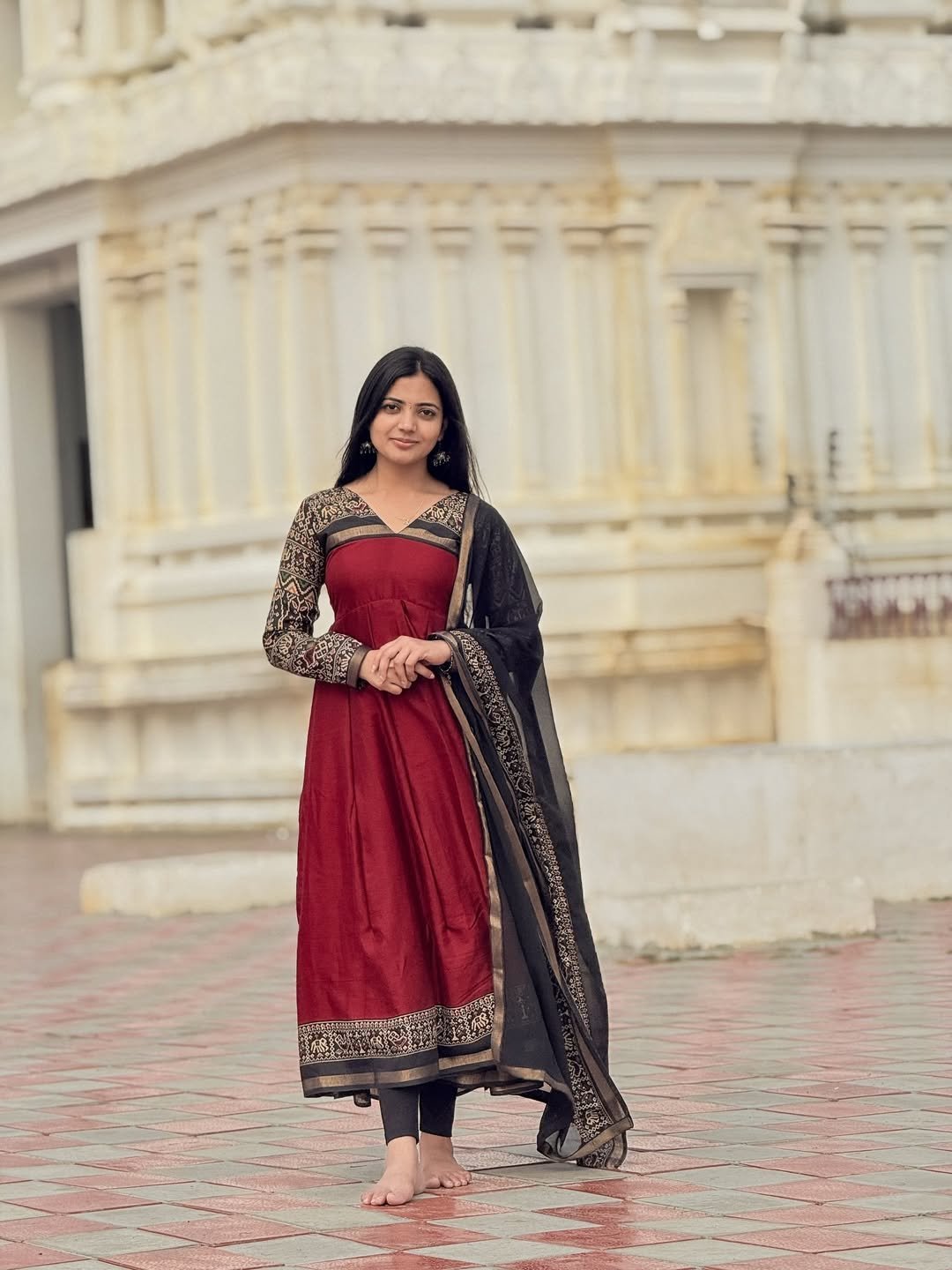 meroon anarkali - Image 2